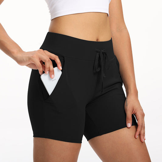 Summer stretch training shorts with pockets