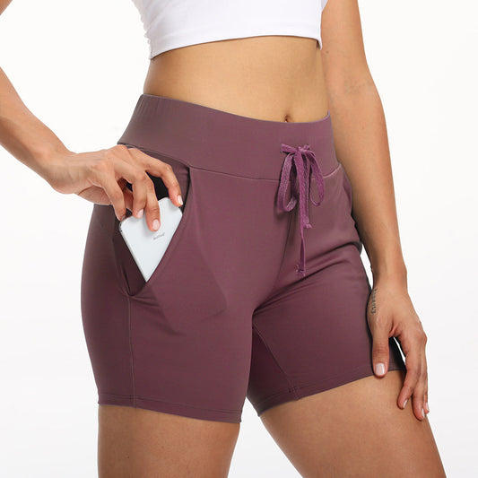 Summer stretch training shorts with pockets