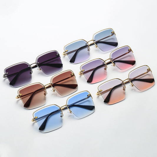 Half Metal Frame Two-colour Fashion Sunglasses