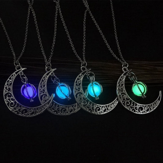 Natural Stone Luminous Pendant Necklace